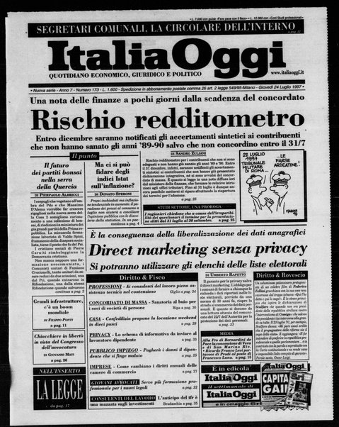 Italia oggi : quotidiano di economia finanza e politica